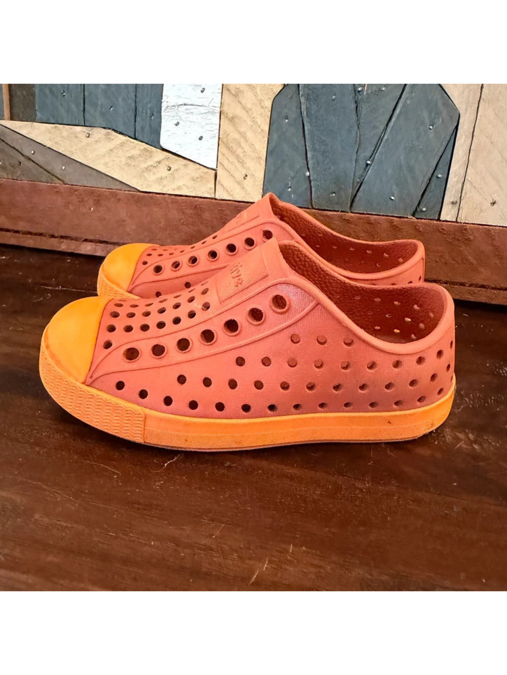 Native Jefferson Kids Shoes Size C9 Orange / Coral Slip On
